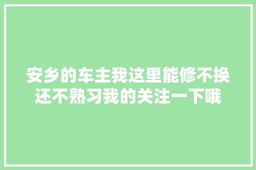 安乡的车主我这里能修不换还不熟习我的关注一下哦