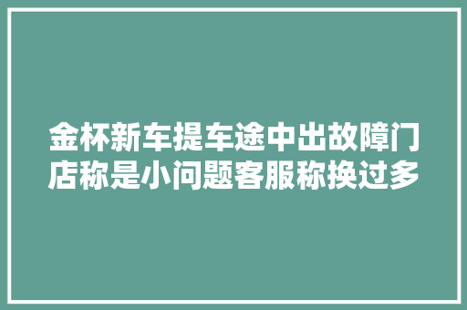 金杯新车提车途中出故障门店称是小问题客服称换过多个刹车零件