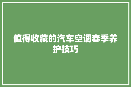 值得收藏的汽车空调春季养护技巧