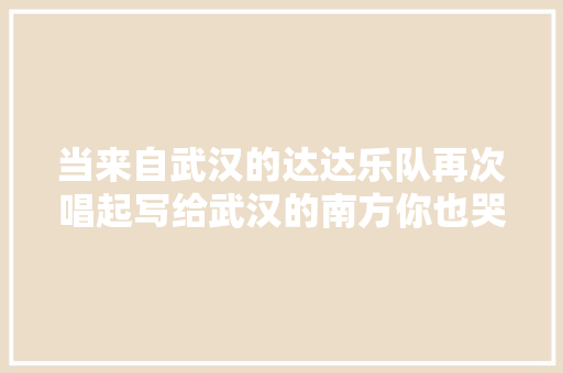 当来自武汉的达达乐队再次唱起写给武汉的南方你也哭了吗