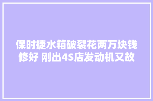 保时捷水箱破裂花两万块钱修好 刚出4S店发动机又故障了