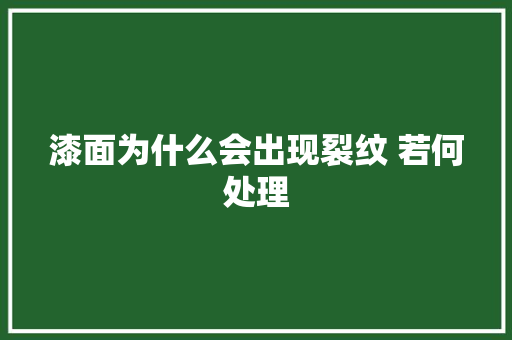 漆面为什么会出现裂纹 若何处理