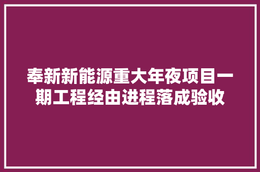 奉新新能源重大年夜项目一期工程经由进程落成验收