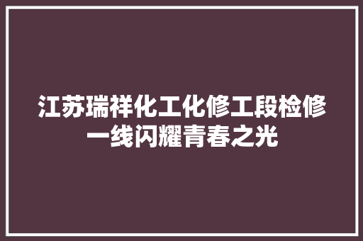 江苏瑞祥化工化修工段检修一线闪耀青春之光