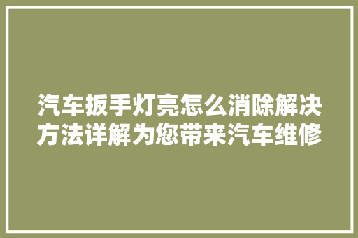 汽车扳手灯亮怎么消除解决方法详解为您带来汽车维修的小技巧