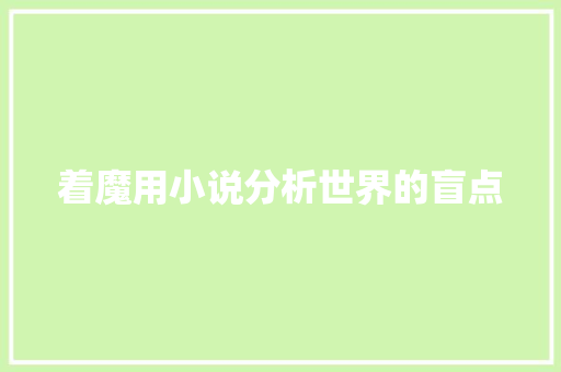 着魔用小说分析世界的盲点