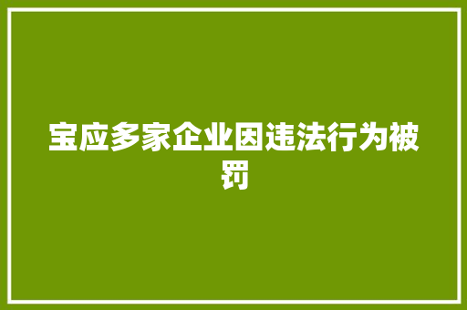 宝应多家企业因违法行为被罚