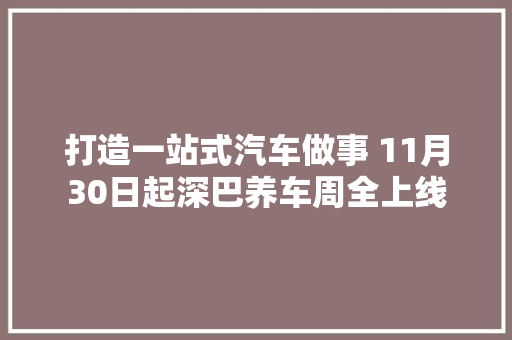 打造一站式汽车做事 11月30日起深巴养车周全上线 汽车知识