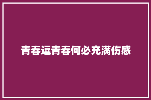 青春逗青春何必充满伤感