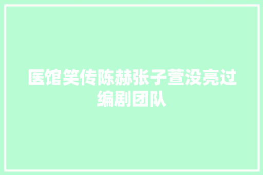 医馆笑传陈赫张子萱没亮过编剧团队
