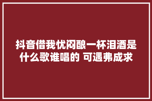 抖音借我忧闷酿一杯泪酒是什么歌谁唱的 可遇弗成求完整歌词
