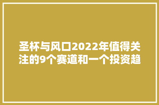 圣杯与风口2022年值得关注的9个赛道和一个投资趋势｜回望2022 ㉞