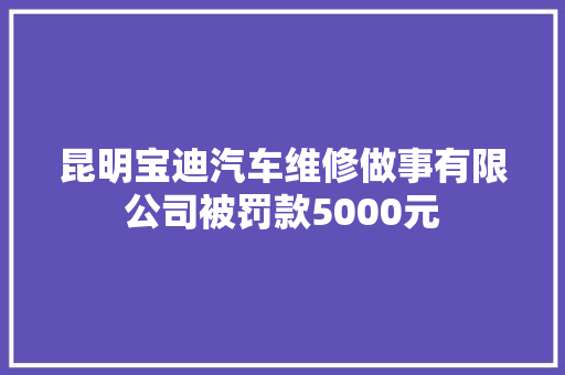 昆明宝迪汽车维修做事有限公司被罚款5000元