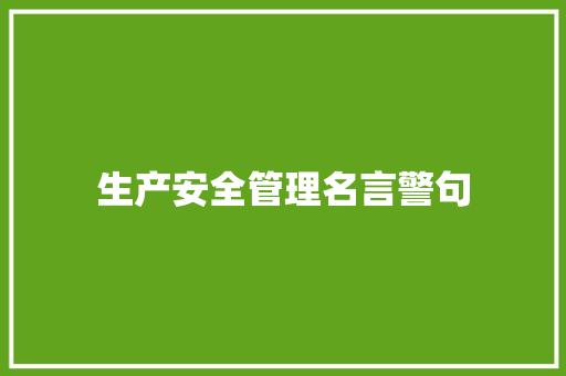 生产安全管理名言警句