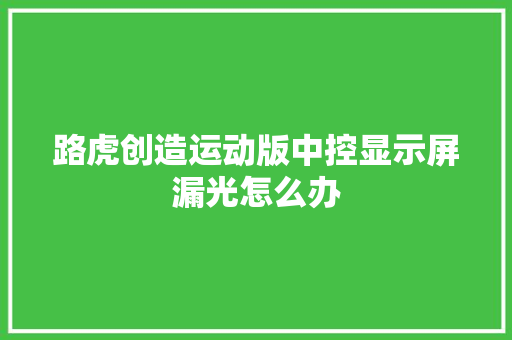 路虎创造运动版中控显示屏漏光怎么办