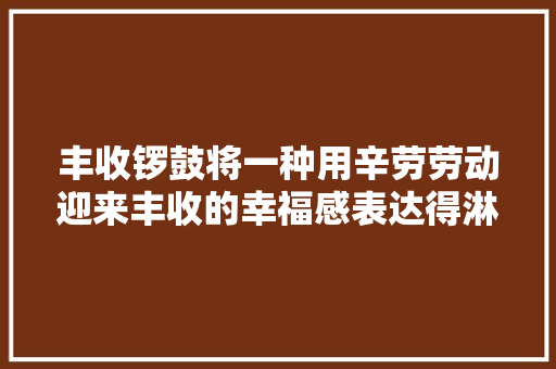 丰收锣鼓将一种用辛劳劳动迎来丰收的幸福感表达得淋漓尽致