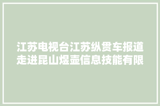 江苏电视台江苏纵贯车报道走进昆山煜壶信息技能有限公司