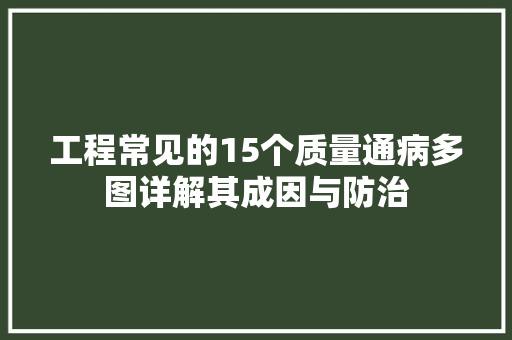 工程常见的15个质量通病多图详解其成因与防治