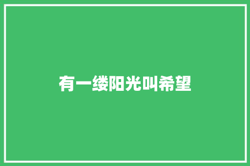 有一缕阳光叫希望
