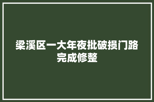 梁溪区一大年夜批破损门路完成修整