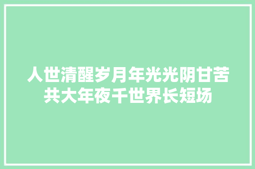 人世清醒岁月年光光阴甘苦共大年夜千世界长短场