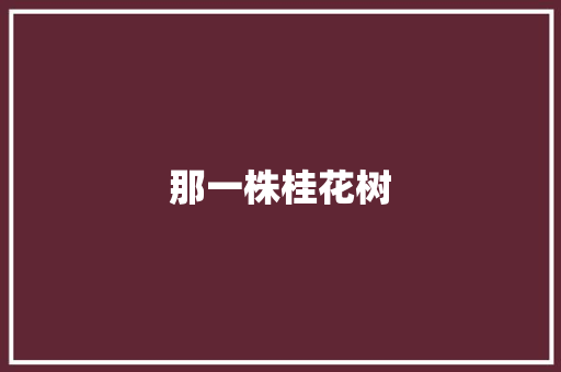 那一株桂花树