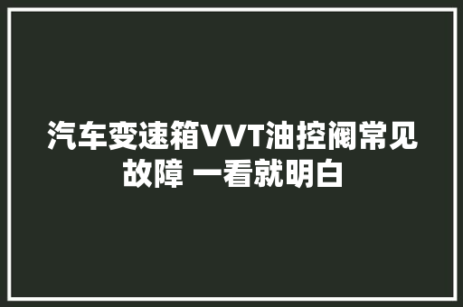 汽车变速箱VVT油控阀常见故障 一看就明白