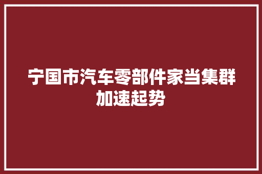 宁国市汽车零部件家当集群加速起势