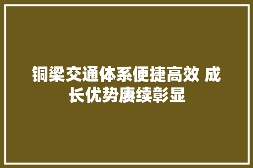 铜梁交通体系便捷高效 成长优势赓续彰显
