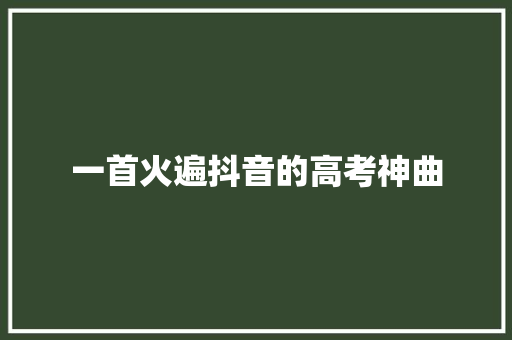 一首火遍抖音的高考神曲