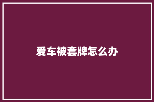 爱车被套牌怎么办