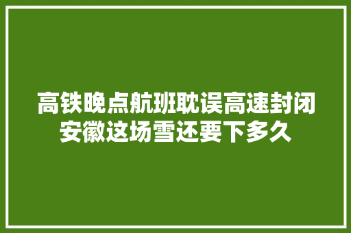 高铁晚点航班耽误高速封闭安徽这场雪还要下多久