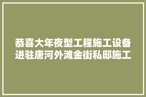 恭喜大年夜型工程施工设备进驻唐河外滩金街私邸施工现场