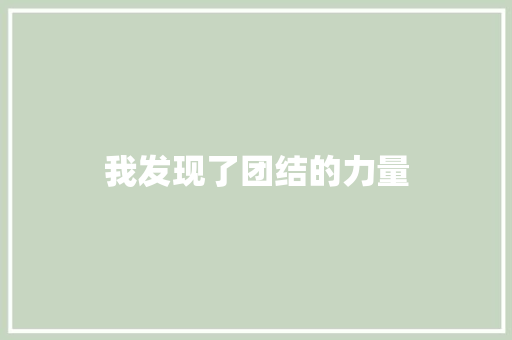我发现了团结的力量