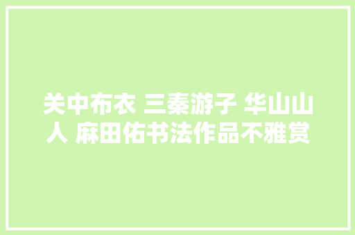 关中布衣 三秦游子 华山山人 麻田佑书法作品不雅赏