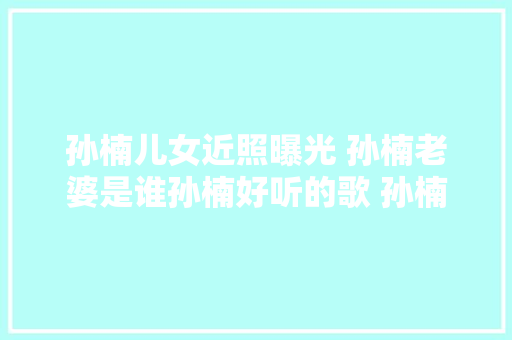 孙楠儿女近照曝光 孙楠老婆是谁孙楠好听的歌 孙楠小我资料
