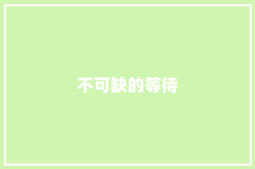 不可缺的等待