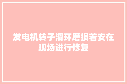 发电机转子滑环磨损若安在现场进行修复