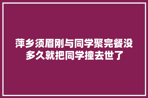 萍乡须眉刚与同学聚完餐没多久就把同学撞去世了
