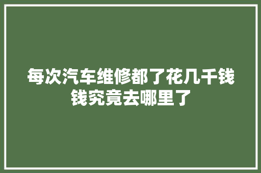 每次汽车维修都了花几千钱钱究竟去哪里了