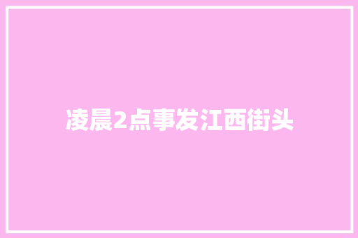 凌晨2点事发江西街头
