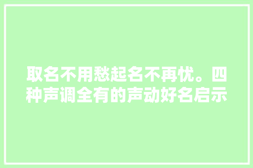 取名不用愁起名不再忧。四种声调全有的声动好名启示灵感 休闲娱乐