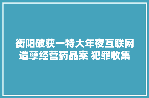 衡阳破获一特大年夜互联网造孽经营药品案 犯罪收集涉及10多个省市