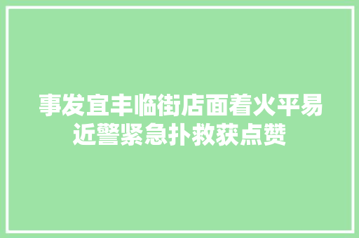 事发宜丰临街店面着火平易近警紧急扑救获点赞