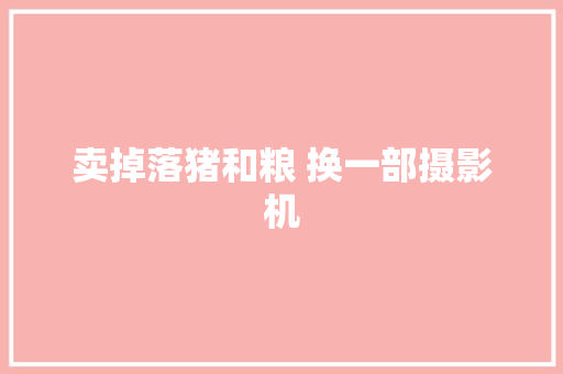卖掉落猪和粮 换一部摄影机