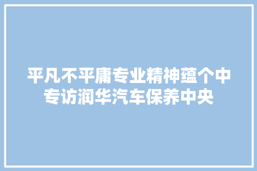 平凡不平庸专业精神蕴个中专访润华汽车保养中央
