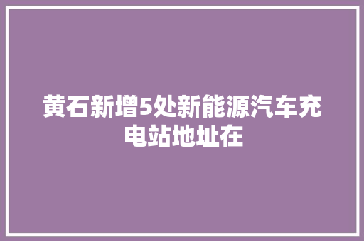 黄石新增5处新能源汽车充电站地址在