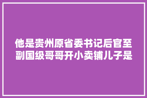 他是贵州原省委书记后官至副国级哥哥开小卖铺儿子是司机