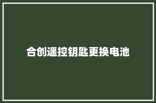 合创遥控钥匙更换电池