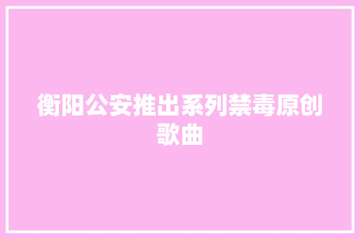 衡阳公安推出系列禁毒原创歌曲
